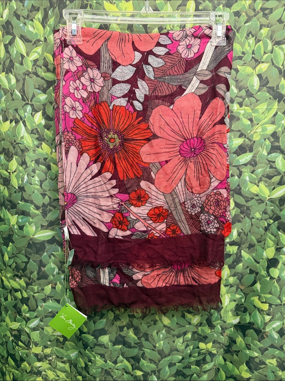 Vera Bradley Floral Scarf in Burgundy & Pink